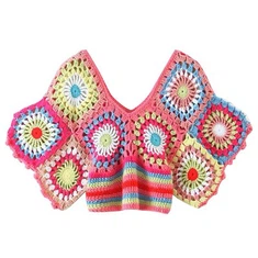 Svetlo obarvani kvačkanje V - Vrh vratu